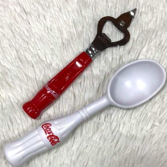 NWOT Vintage Coca-Cola Ice Cream Scoop + Gibson Stainless Steel Bottle Opener - Picture 1 of 5